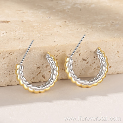 I8K Two Tone Gold Plated 925 Silver Earrings